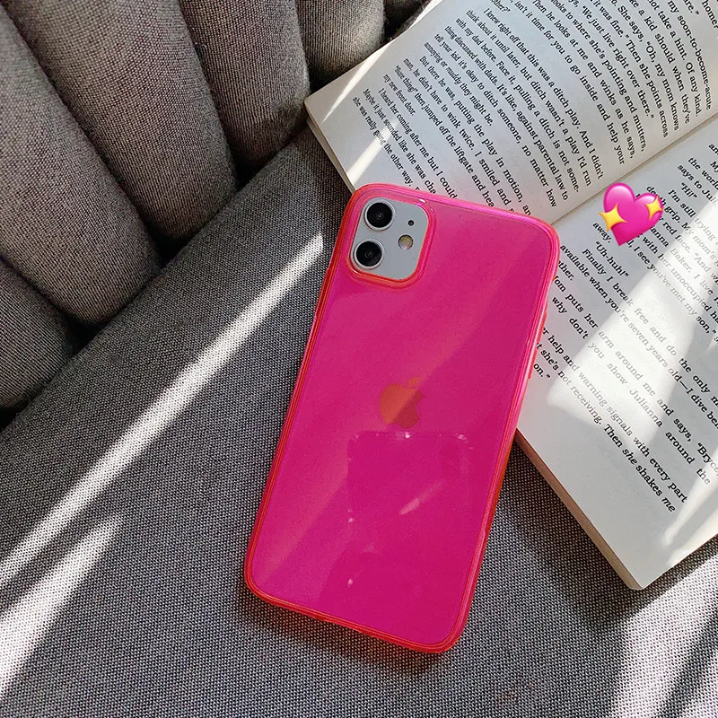 Неоновый флуоресцентный цветной чехол для телефона iphone 11 Pro Max XR X XS 7 8 plus задняя