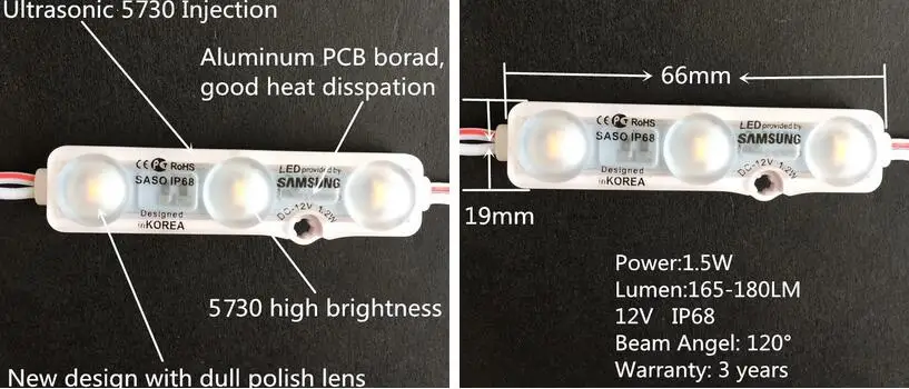 Светодиодный модуль светильник ing SMD 5730 3 светодиодный s IP68 Водонепроницаемый белый теплый белый DC 12V рекламный светильник светодиодный знак подсветка светильник
