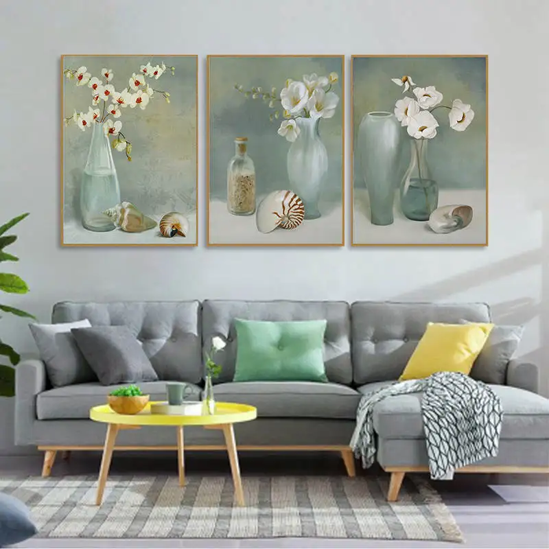 Настенные картины для гостиной белая Цветочная ваза картина в скандинавском