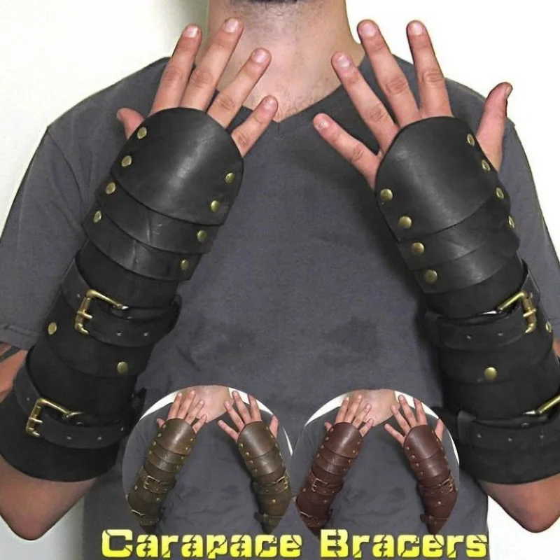 

Medieval Leather Carapace Bracer Arm Guard Armor Gloves Men Women Viking Warrior Archer Gauntlet For Larp Cosplay Costume Part