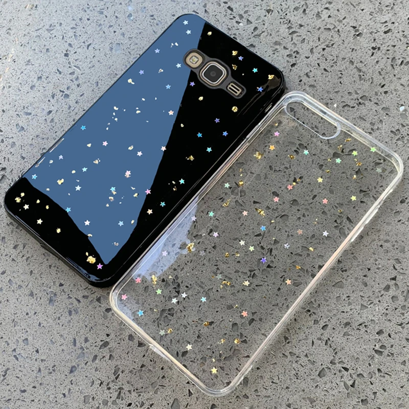 Gold Foil Stars Cover For Samsung Galaxy J5 J7 J2 J4 J6 Prime Grand G530 Phone Case | Mobile Cases &amp Covers