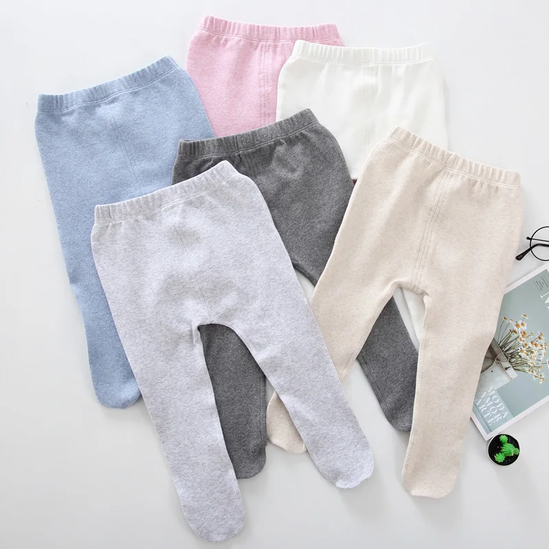 Bebek yenidoğan ayaklı pantolon kış kız ve erkek pamuklu tozluklar 0-24 ay ayaklı sıkı çorap kızlar bahar elastik pants1-3years