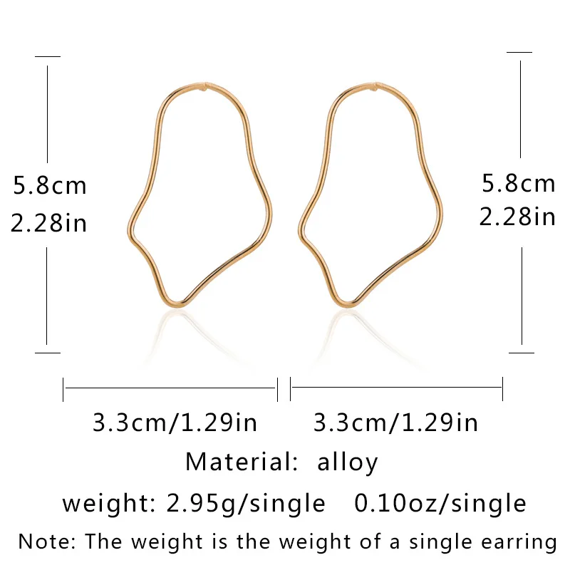 Новые простые большие геометрические нерегулярные серьги для женщин из сплава