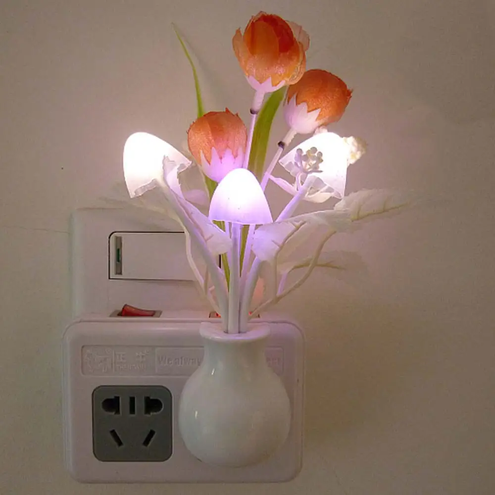 Ночник-гриб светодиодный автоматический Ангел Прекрасный Красочный сиреневый