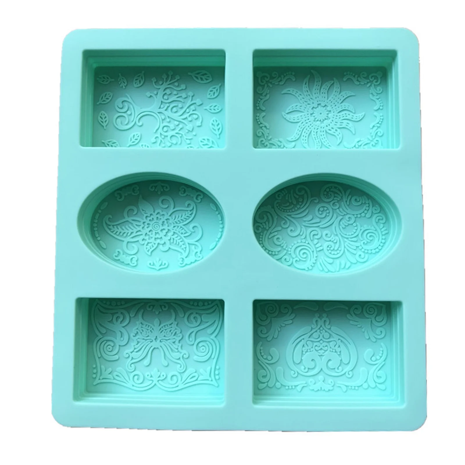 

6 Grids DIY Soap Silicone Molds Creative Pattern Art Handmade Moulds for Cake Chocolate Fondant Making YA88