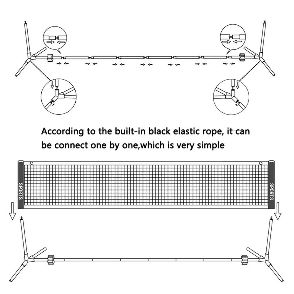 

Portable Adjustable Badminton Net Rack Set Multi-function Volleyball Net Bracket Extending Net Rack with Folding Anti-rust