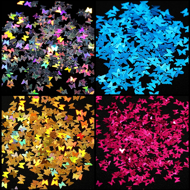 12 ячеек фруктовые Блестки для ногтей 3D хлопья красочные огненные бабочки