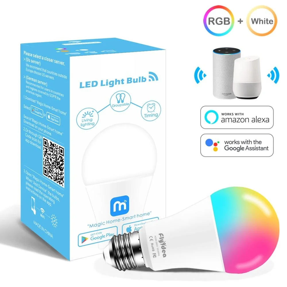 

Siri Voice Control 15W RGB Smart Light Bulb Dimmable E27 B22 WiFi LED Magic Lamp AC 110V 220V Work with Alexa Google Home