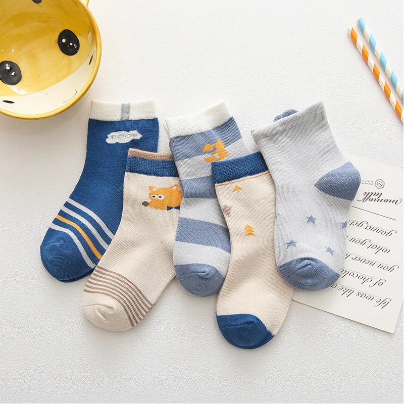 

5 Pair/lot 2020 Socks for Children Combed Cotton Socks Kids Cozy Sokken Meisje Middle Tube Boy Socks New Children's Warm Socks