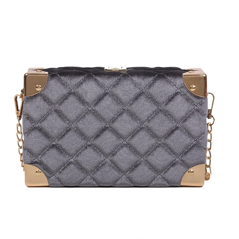 

Женская бархатная маленькая квадратная сумка, женская сумка с вышитыми цепочками, Классическая маленькая сумка через плечо