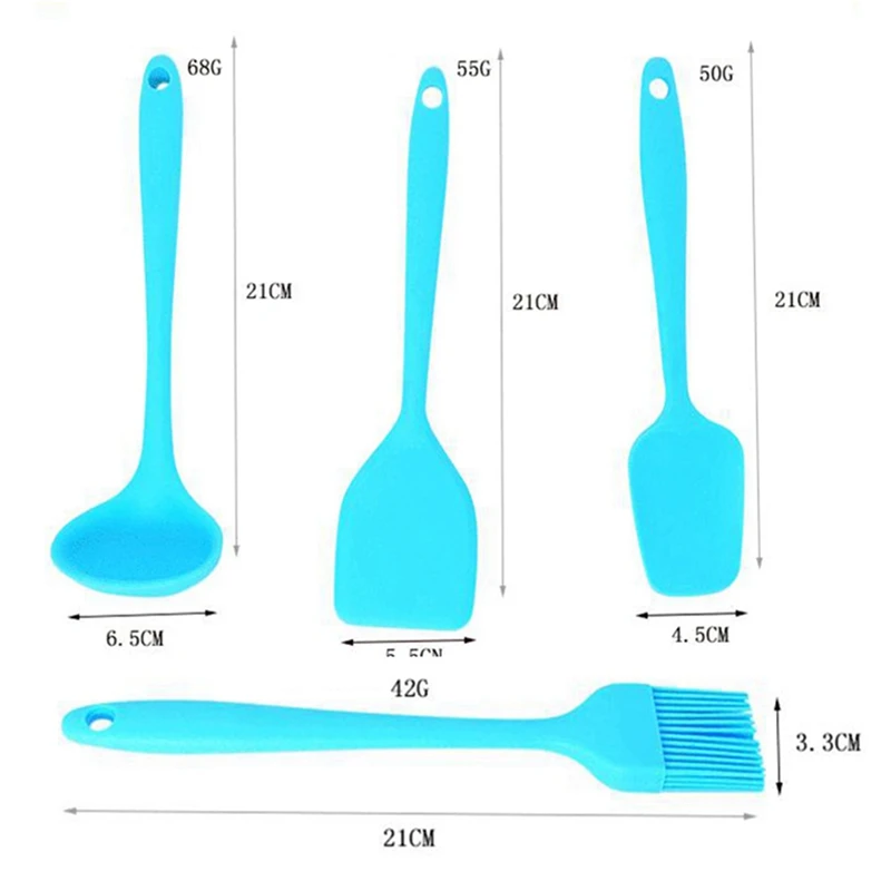 

4Pcs Kitchenware Silica Gel Children's Kitchenware Mini Shovel Silicone Spoon Brush Cooking Tools