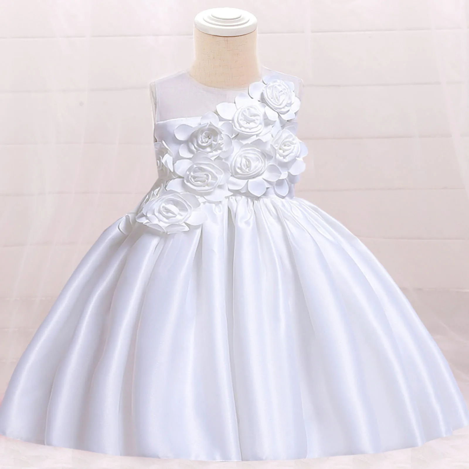 

Flower Girl Dress Baby Girl Christening Gowns Wedding Party Baby Dresses Sleeveless Girl's Dress Toddlers Clothing Vestidos