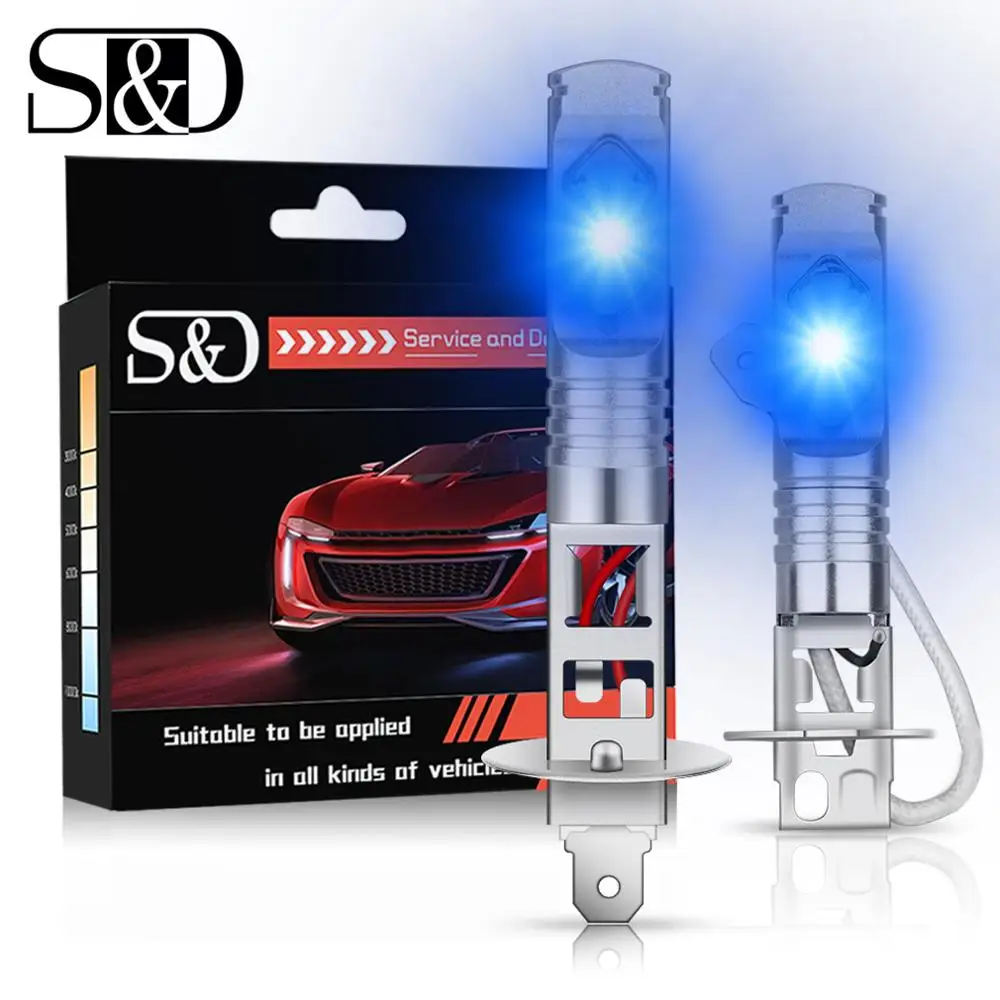 2 шт. Автомобильные светодиодные лампы H1 H3 7035 CSP 12 В 24 в 6000K|Передние LED-фары для