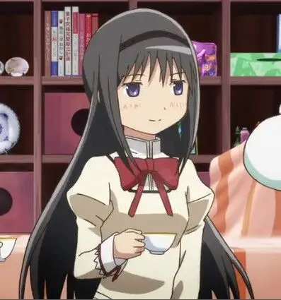 Парик для косплея аниме Puella Magi Madoka Magica длинные прямые черные с шапочкой |