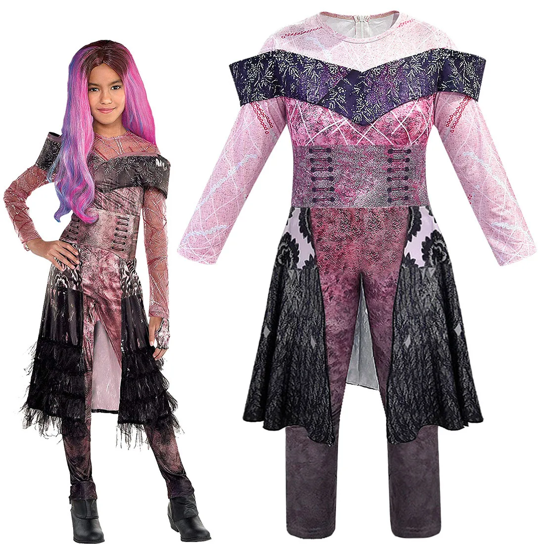 Потомки 3 мал Берта малефисент длинный живой злой прямой фиолетовый косплей