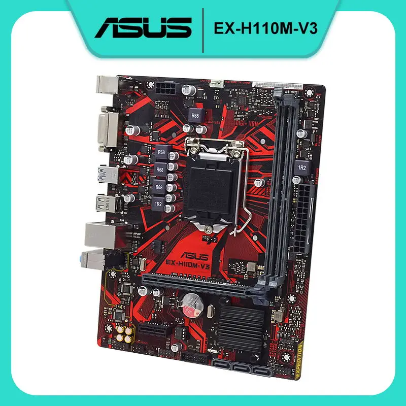 

ASUS EX-H110M-V3 Intel H110 DDR4 32 Гб LGA 1151 Core i7/i5/i3 процессоры PCI-E 3,0 X16 USB3.0 SATA 6 ГБ/сек. ATX десктопная материнская плата