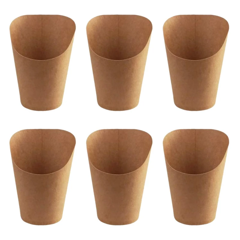 

100Pcs Disposal Take-Out Party Dessert Supplies Baking Cakes Egg Puff French Fries Chips Snacks Kraft Paper Cups Holder, 300Ml (
