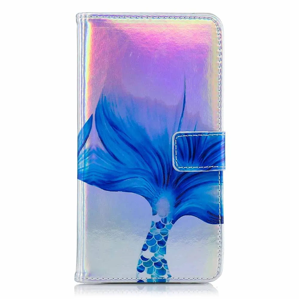 Mermaid J400F J600F лазерный чехол флуоресцентный откидной Чехол-кошелек для samsung Galaxy S8 S9 A8 A6 Plus J4 кожаный силиконовый чехол B37 - Цвет: Mermaid