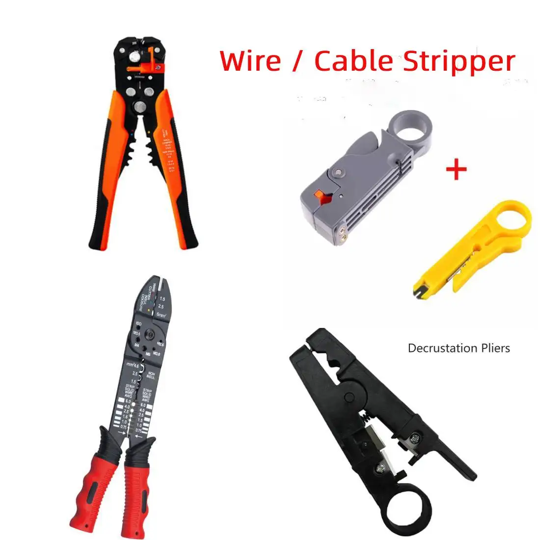 

Automatic Wire Stripper Stripping Pliers Cable Stripping Cutter Crimper Crimping Tools Hexagon Wrench Multifunction