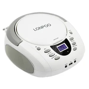 Портативный стерео CD-плеер LONPOO, Бумбокс с Bluetooth, FM-радио, Aux-динамик, ЖК-дисплей, CD-плеер, USB-наушники