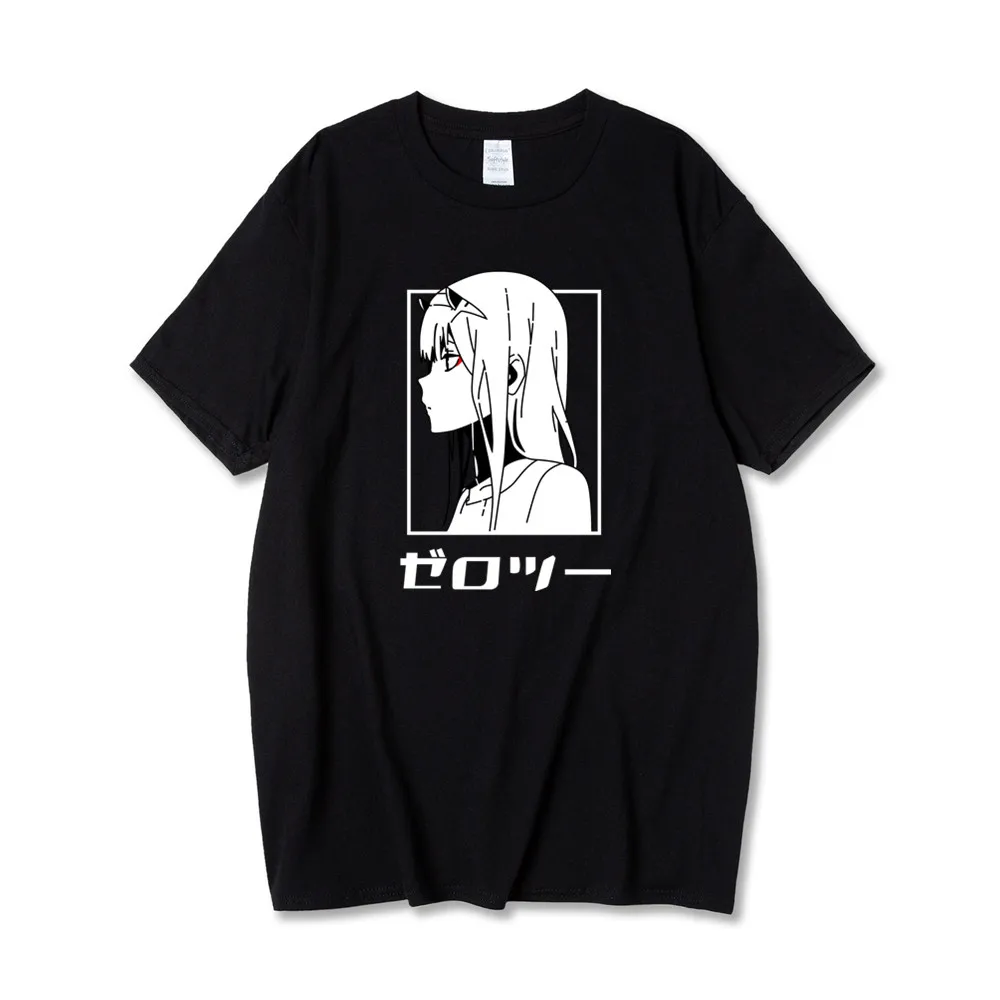 

2021 Summer New Darling In The Franxx T-Shirt Unisex Cotton T-Shirt Anime Zero Two 02 Clothes Anime Top T-Shirt Men