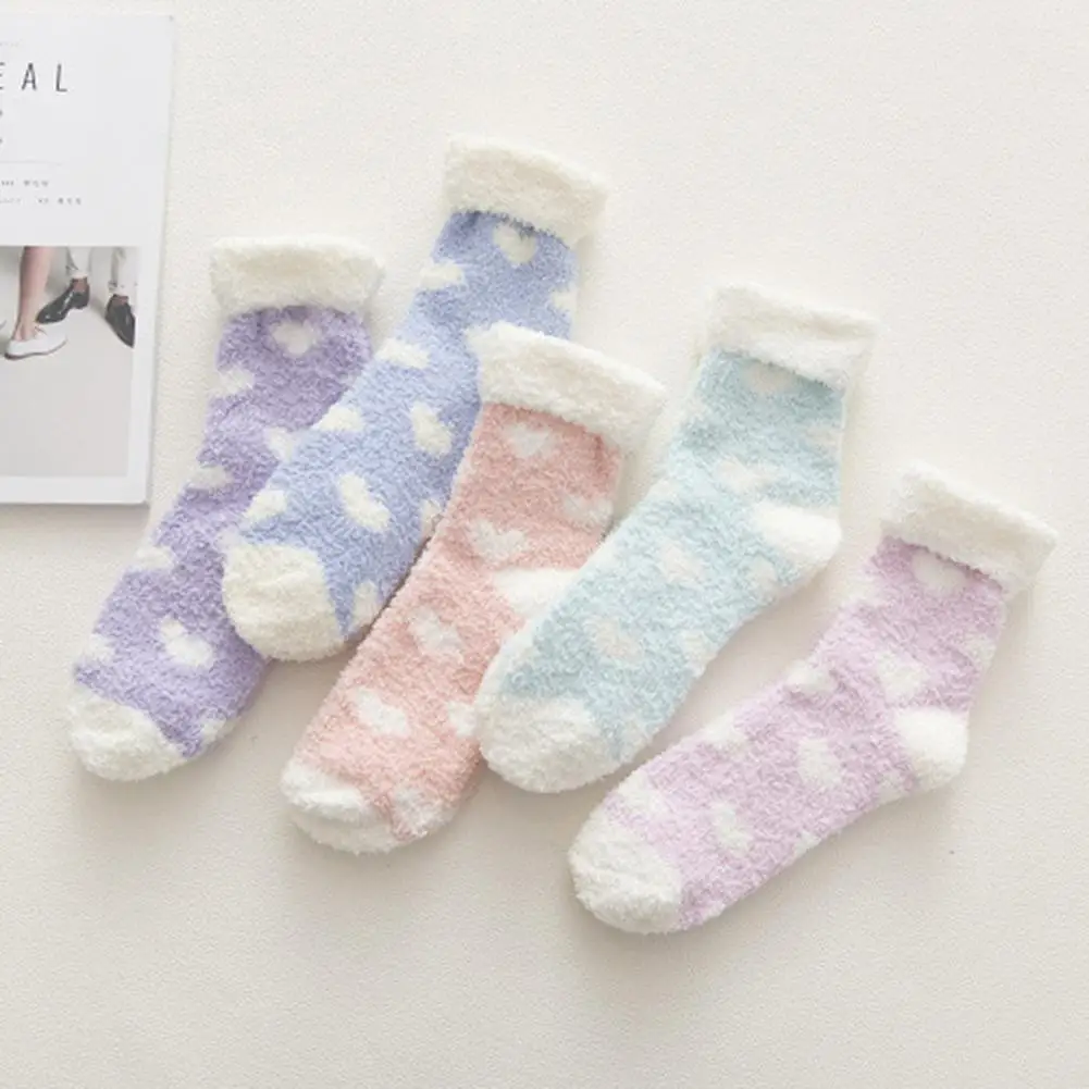 Женские носки Забавные милые с мультяшным принтом сердца термоноски из