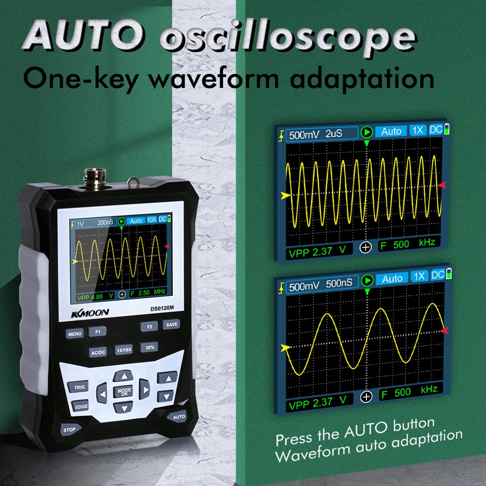KKmoon DS0120M Digital Oscilloscope 320x240 High Definition 2.4 Inch TFT Color Screen 120MHz Bandwidth 500MSa/s | Инструменты