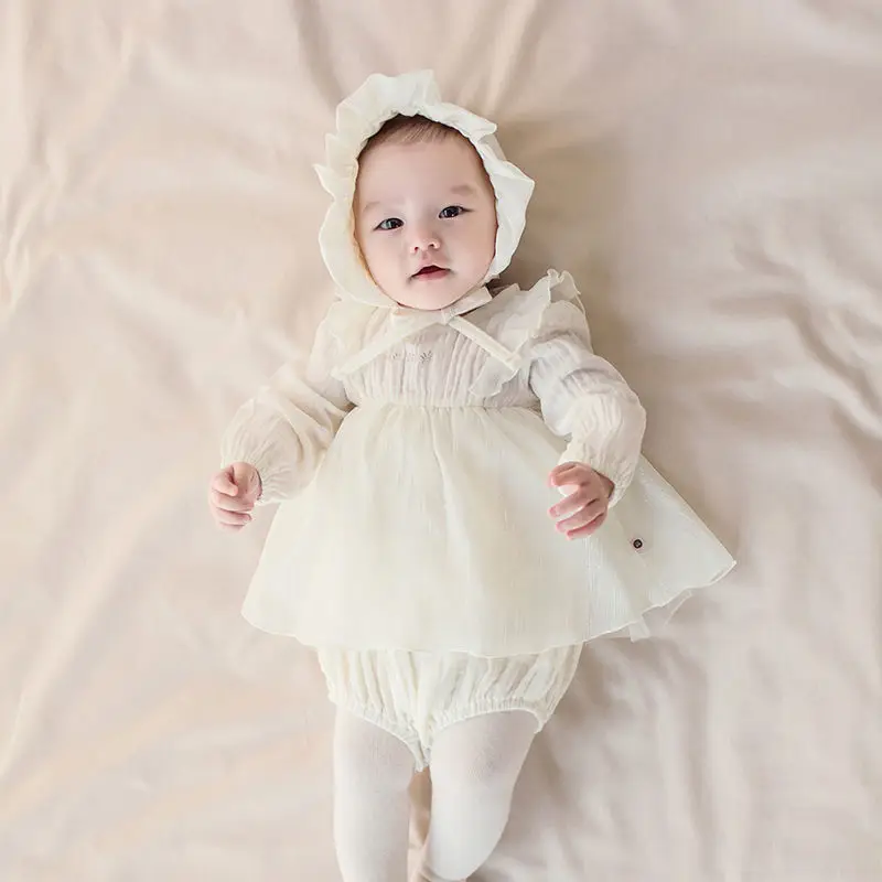 

Rompers Full Sleeve Pullover Knee Length O-neck Collar Cotton New Fashion Casual Spring Autumn Children Girls Kids Baby