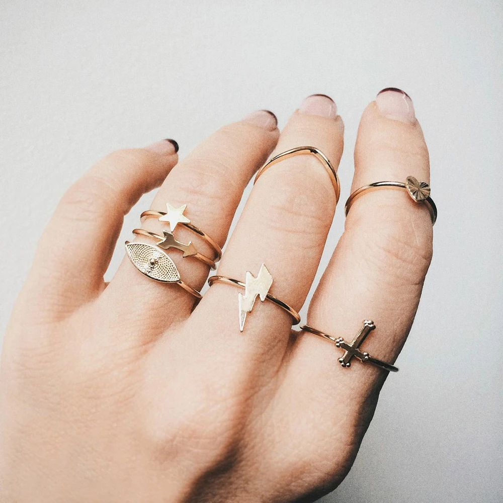 Женский комплект колец в стиле бохо винтажные Регулируемые кольца форме сердца с