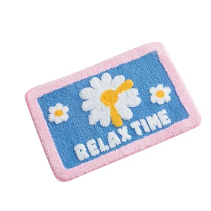 40x60cm bath mat cute cartoon daisy flocking floor mats home bathroom non slip doormat funny bedroom kitchen absorbent door mat free global shipping