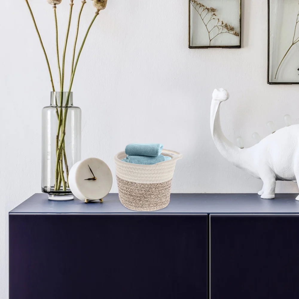 

1Pc Wall Mount Cotton Rope Hand-woven Basket Gift Sundries Storage Basket