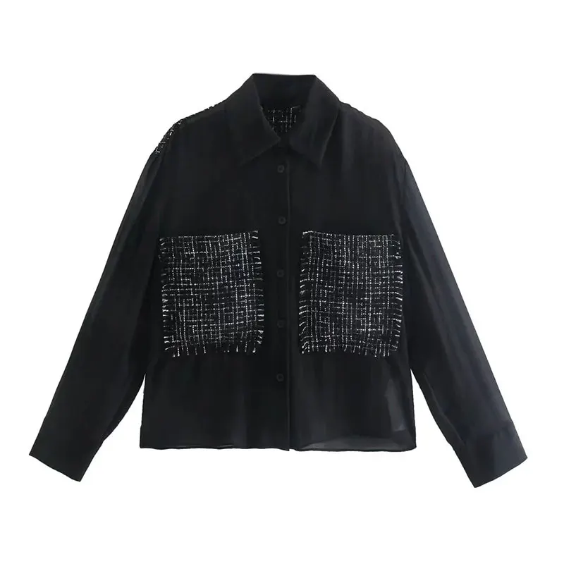 

Nlzgmsj ZBZA Women 2022 Loose Printing Ladies Shirts Women Blouse Spring Autumn Long Sleeve Shirts Tops Blusas Mujer