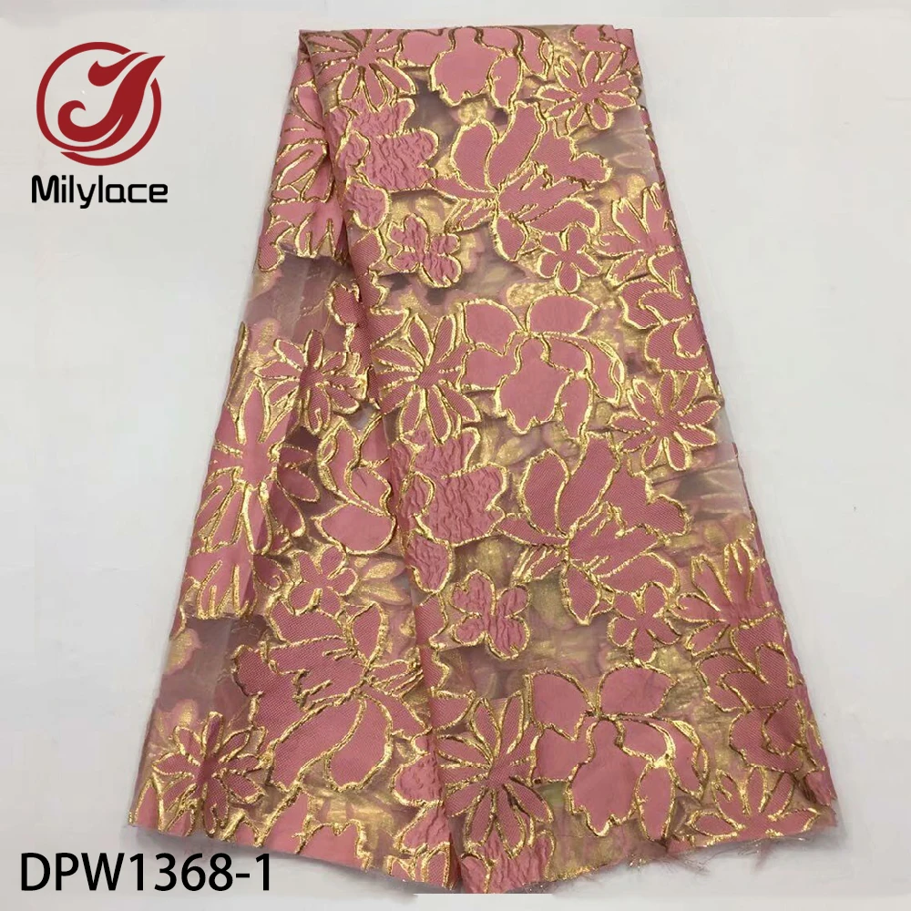 Milylace red color Jacquard lace fabric 2019 NEW floral embroidery Nigerian organza fabrics 5 yards for Christmas DPW1368 | Дом и сад