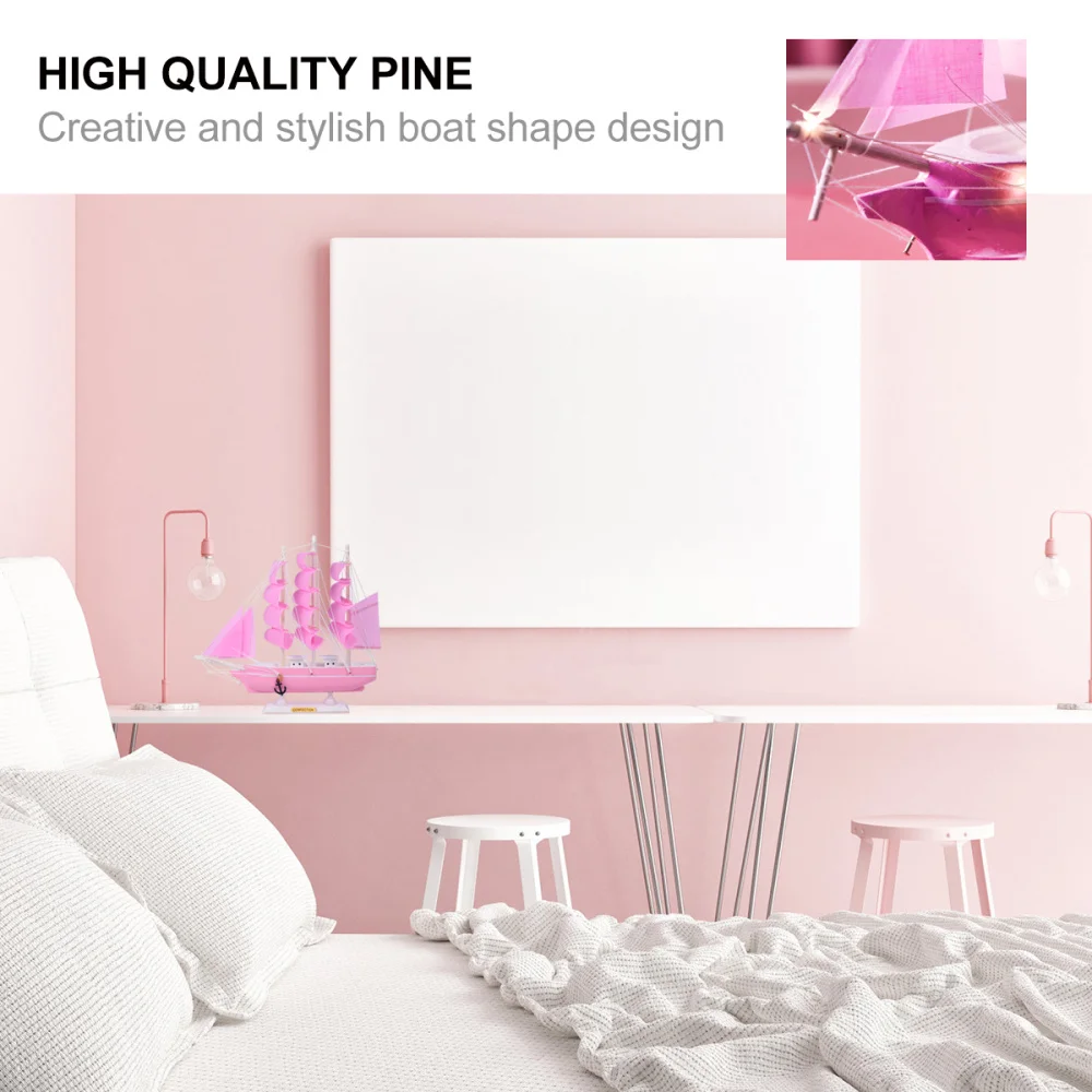 

1Pc Simulation Sailing Ornaments Wooden Ship Craft Desktop Decoration for Home