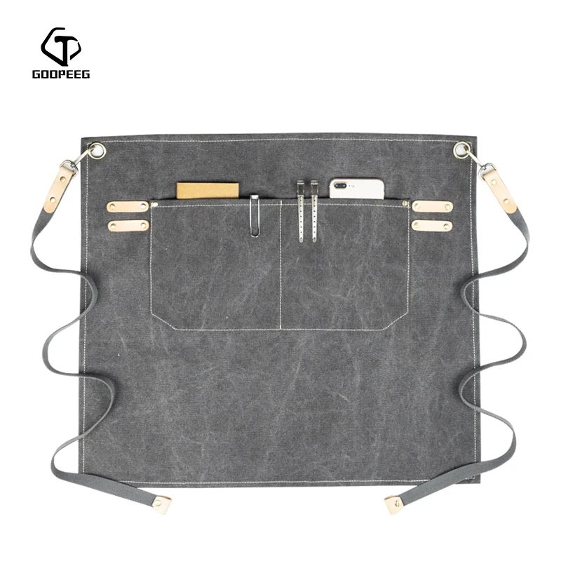 Холщовый фартук GOOPEEG половина длины с рисунком для запеченного молока чая кафе