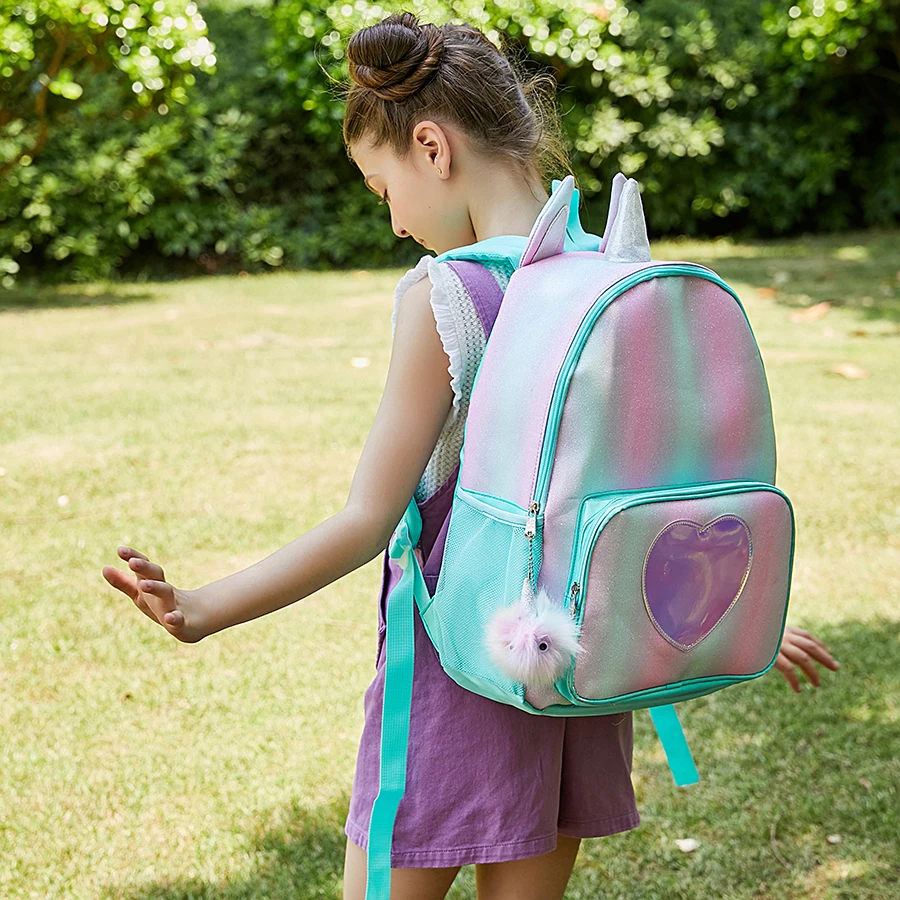 Unicorn Backpack for Girls Solid Color Loving Heart School Bag children's backpack in kindergarten Book Bag Travel Bag