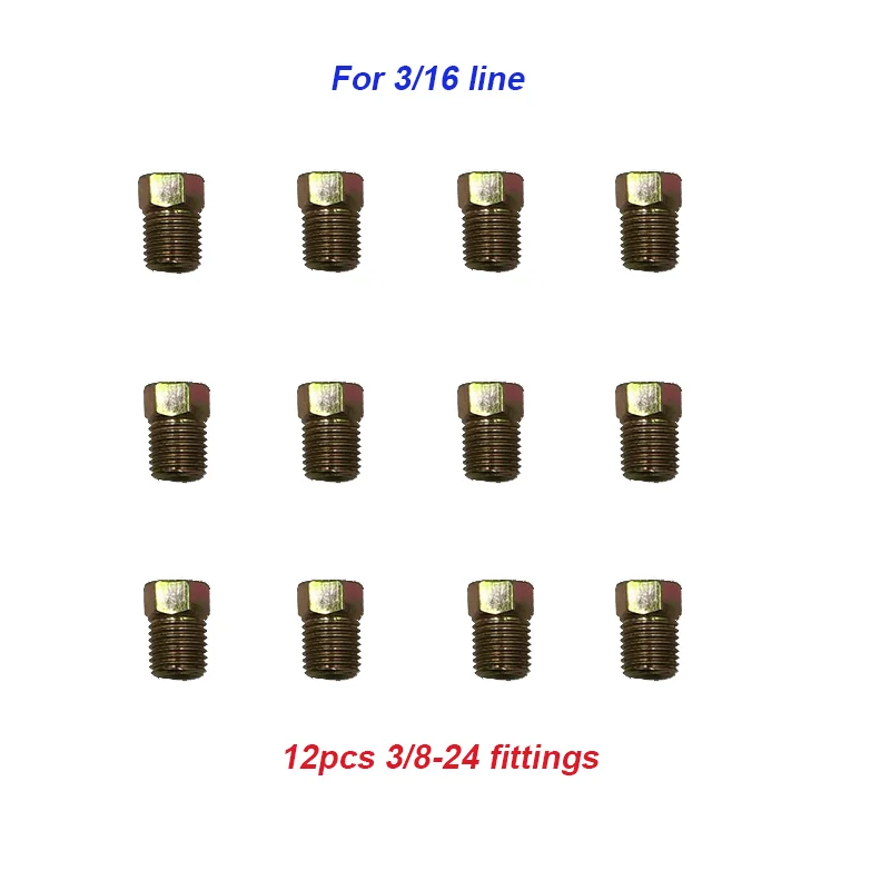 

3/8-24 Inverted Flare Zinc plated STEEL Tube Nut Fitting 3/16 Brake Line12 pcs