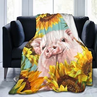 flannel high end sheet soft sunflower pig fleece wool blanket warm bedroom living room sofa towel ladies girl travel 6080 inch