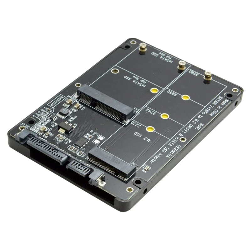 

2 in 1 Combo M.2 NGFF B-Key & MSATA SSD to SATA 3.0 Adapter Converter Case Enclosure Support SATA Reversion 3.2