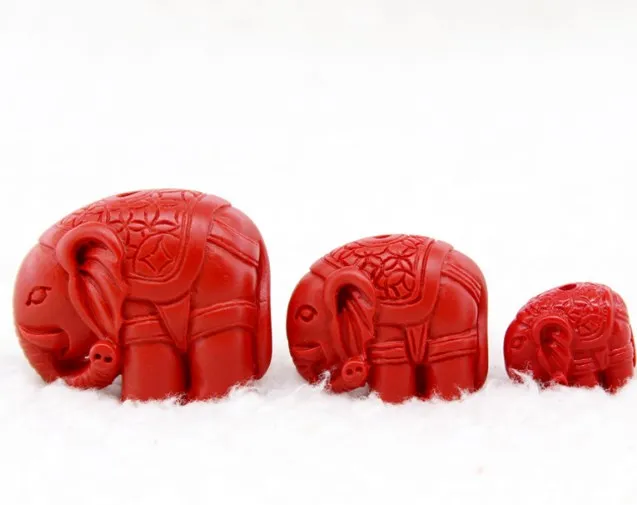 50 шт./лот DIY Искусственные резные бусины в виде слона Cinnabar для сережек браслетов