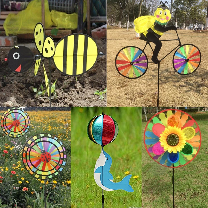 Цветные ветряные мельницы колеса сад двор праздничный декор детская