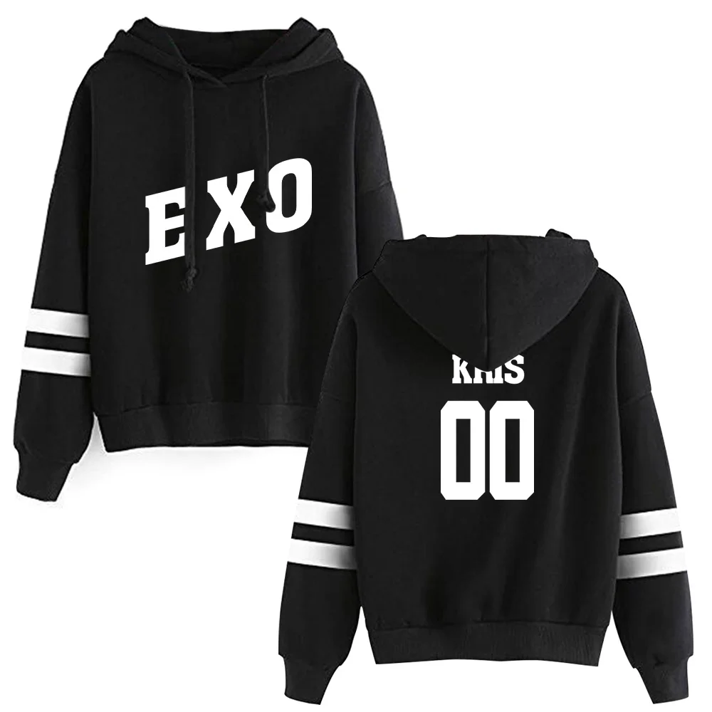 Женская толстовка с капюшоном KPOP EXO повседневная одежда Толстовка длинным