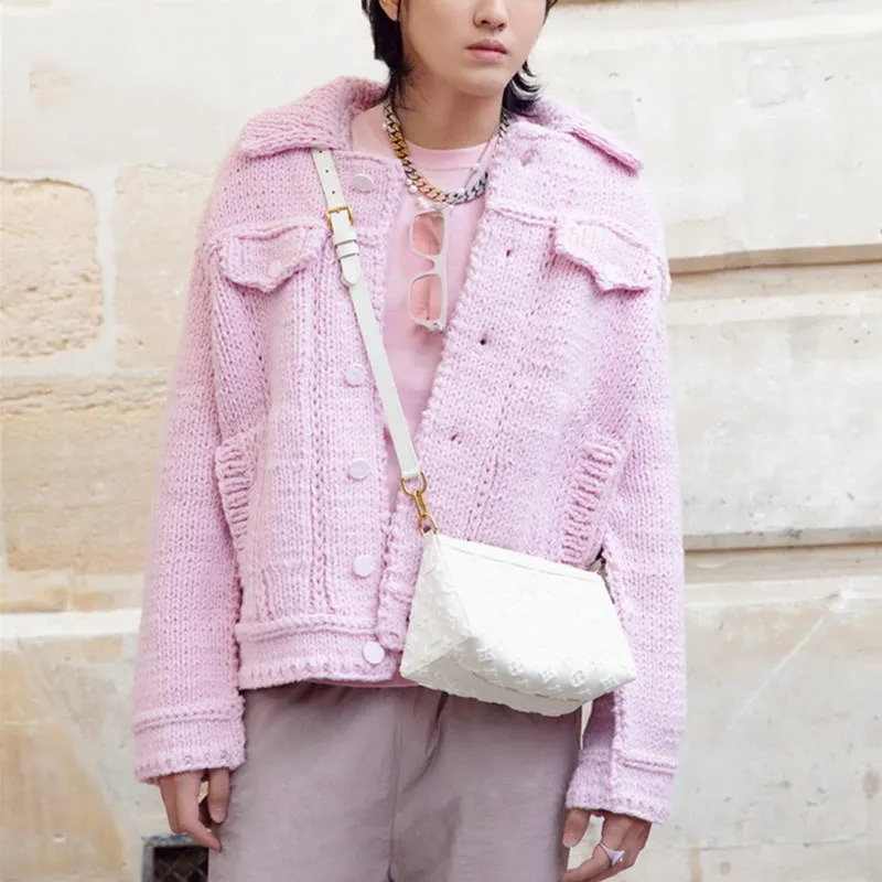 Женский однобортный Кардиган плотный теплый кардиган из смесовой шерсти с