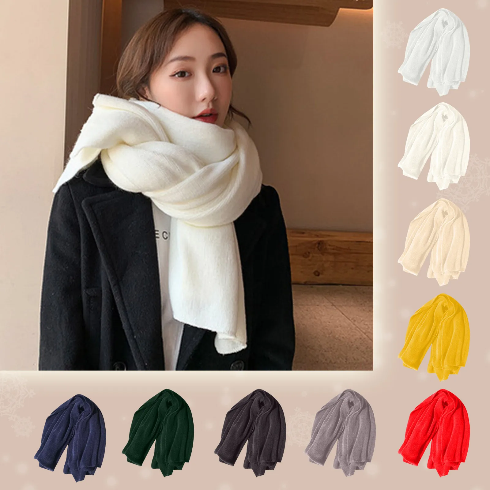 Винтажный женский однотонный шарф зима-осень многоцелевой вязаные теплые шарфы