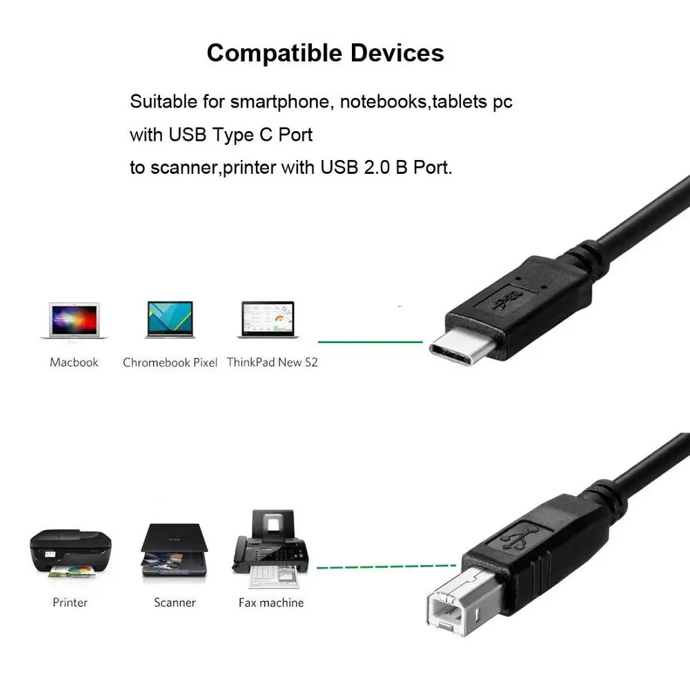 Кабель USB C для принтера MacBook Pro HP Canon Brother Epson Dell Samsung и т. д. | Электроника
