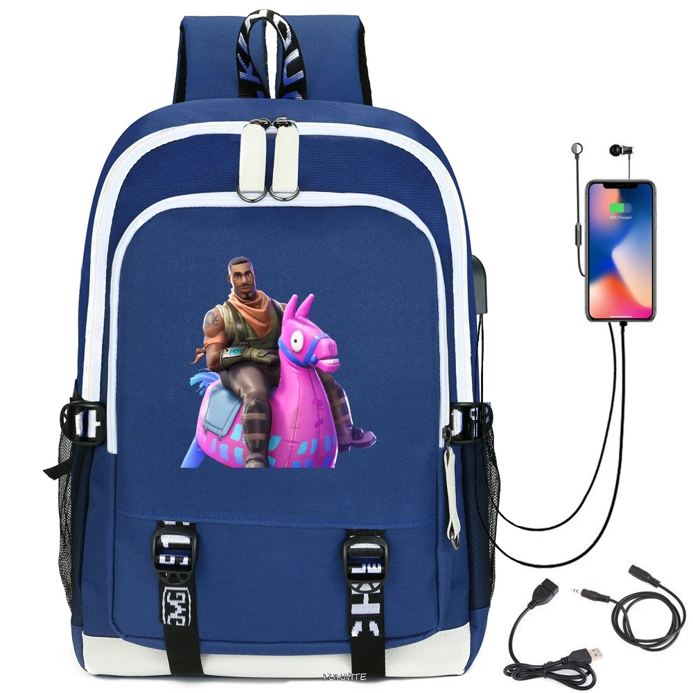 Модная новинка Студенческая сумка FORTNITE с мультяшным принтом USB зарядка