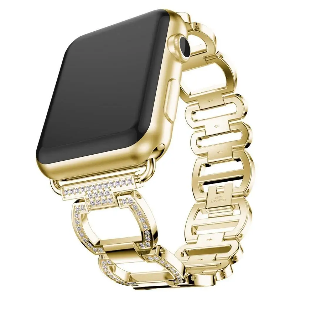 Ремешок из нержавеющей стали для Apple Watch Band горный хрусталь алмазный обруч 38 мм 42 мм серия для Apple Watch 40 мм 44 мм серия 4