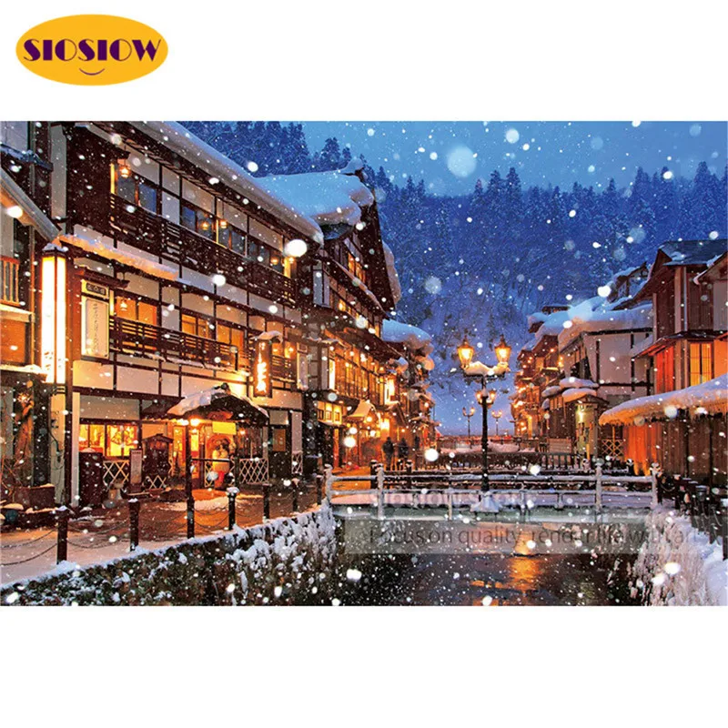 Алмазная 5D картина сделай сам ночного города зимний пейзаж полноразмерная 3D