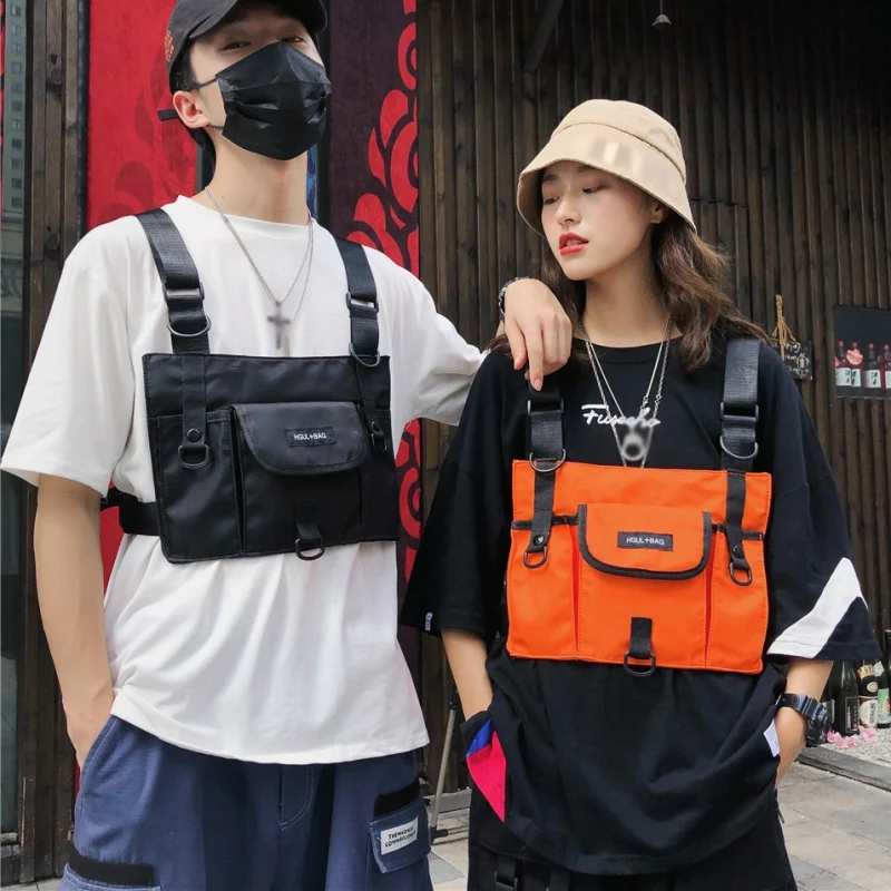 Мужская и женская модная нагрудная сумка на переднюю талию в стиле хип-хоп