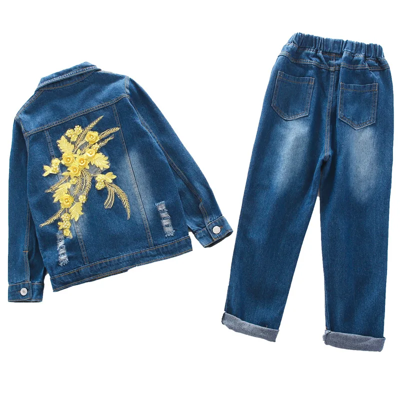 

Girl's suit western style children's spring 2021 new little girl sport denim two piece set spring and Autumn
